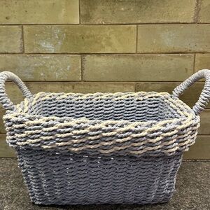 Woven Basket in Blue And White